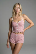 Ribbed cami pajama set - Pink with hearts moonhaven